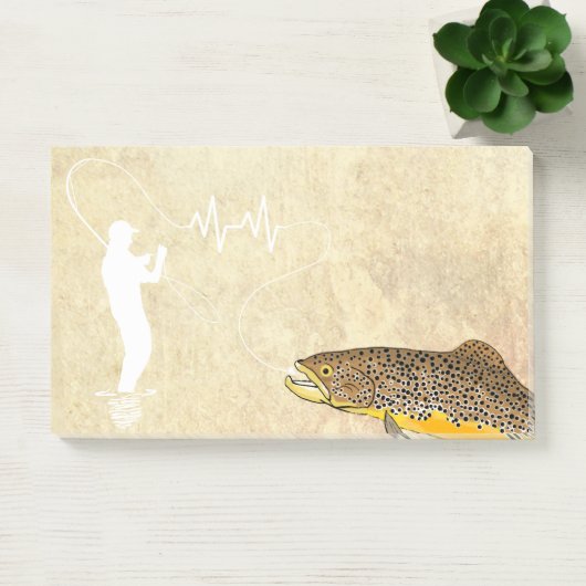 Brauner Forellenfisch Post-it Klebezettel (Büro)