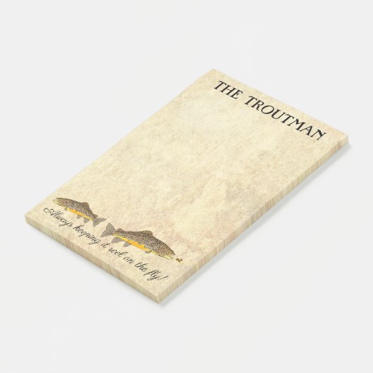 Brauner Forellenfisch Post-it Klebezettel (angewinkelt)