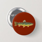 Brauner Forellenfisch Roter Angler Button (Vorne & Hinten)