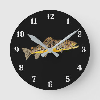 Brauner Forellenfisch Runde Wanduhr