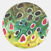 Brauner Forellenfisch Runder Aufkleber (Vorderseite)