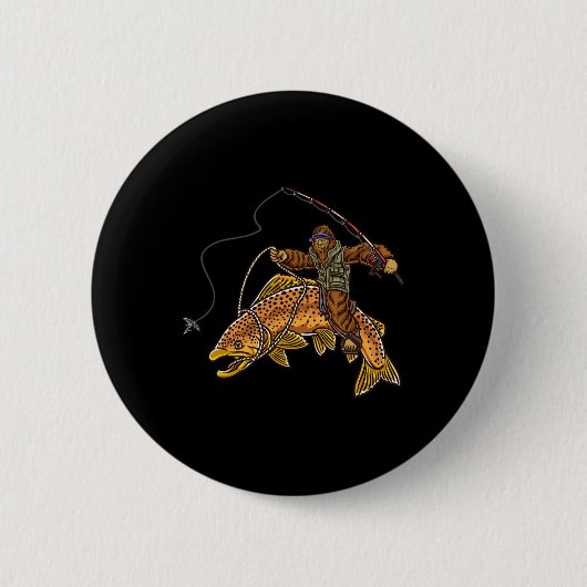 Brauner Forellenfluss Fischerei Bigfoot Jagd Fisch Button (Vorderseite)