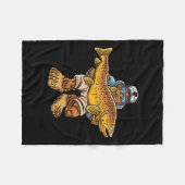 Brauner Forellenfluss Fischerei Bigfoot Jagd Fisch Fleecedecke (Vorderseite (Horizontal))