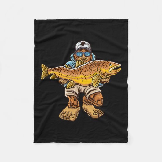 Brauner Forellenfluss Fischerei Bigfoot Jagd Fisch Fleecedecke (Vorderseite)