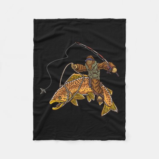 Brauner Forellenfluss Fischerei Bigfoot Jagd Fisch Fleecedecke (Vorderseite)