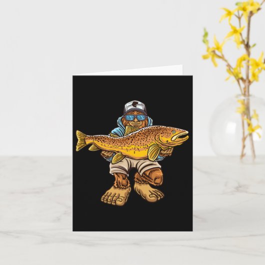 Brauner Forellenfluss Fischerei Bigfoot Jagd Fisch Karte (Gelbe Blume)