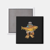 Brauner Forellenfluss Fischerei Bigfoot Jagd Fisch Magnet (Vorderseite/Rückseite)
