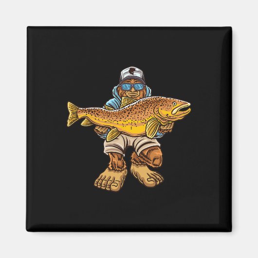 Brauner Forellenfluss Fischerei Bigfoot Jagd Fisch Magnet (Vorne)