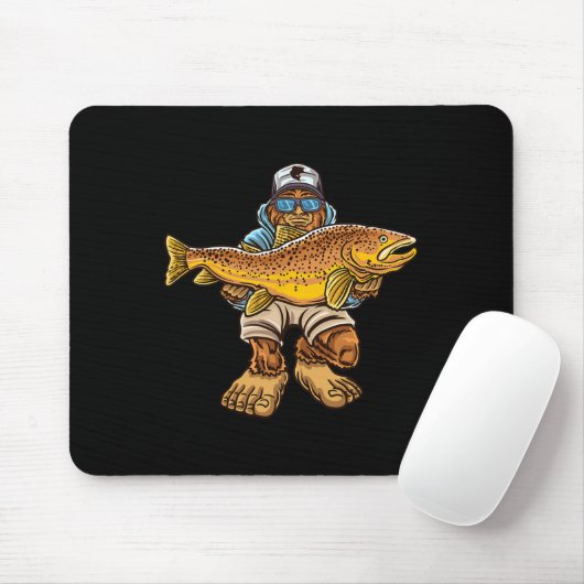 Brauner Forellenfluss Fischerei Bigfoot Jagd Fisch Mousepad (Mit Mouse)