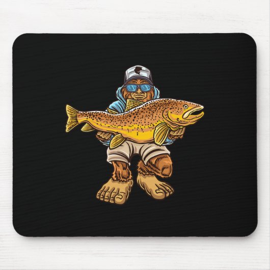 Brauner Forellenfluss Fischerei Bigfoot Jagd Fisch Mousepad (Vorne)