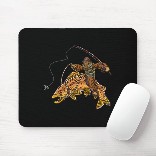 Brauner Forellenfluss Fischerei Bigfoot Jagd Fisch Mousepad (Mit Mouse)