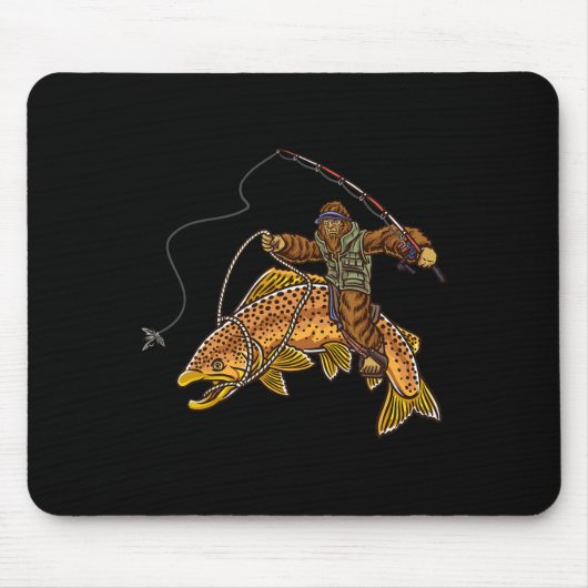 Brauner Forellenfluss Fischerei Bigfoot Jagd Fisch Mousepad (Vorne)