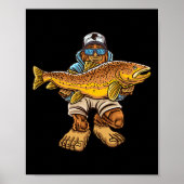 Brauner Forellenfluss Fischerei Bigfoot Jagd Fisch Poster (Vorne)