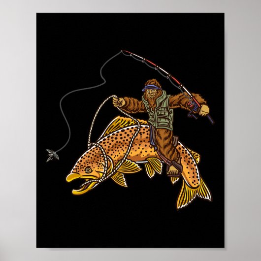 Brauner Forellenfluss Fischerei Bigfoot Jagd Fisch Poster (Vorne)