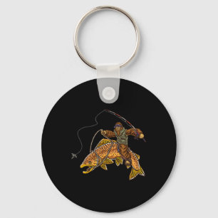 Brauner Forellenfluss Fischerei Bigfoot Jagd Fisch Schlüsselanhänger