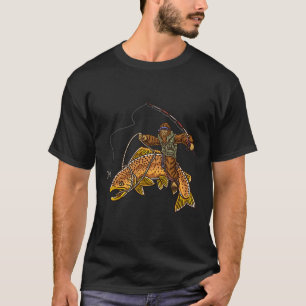 Brauner Forellenfluss Fischerei Bigfoot Jagd Fisch T-Shirt