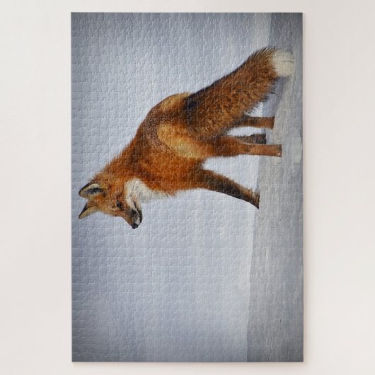 Brauner Fuchs auf Schnee Puzzle (Vertikal)