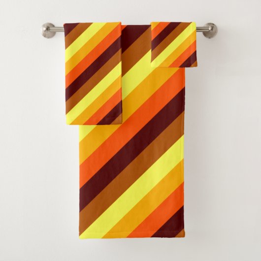 Brauner Gelber Streifen Bath Handtuch Set (Insitu)