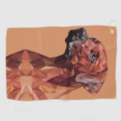 Brauner geometrischer Hund auf braun Golfhandtuch (Horizontal)