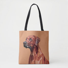 Brauner geometrischer Hund auf braun Tasche