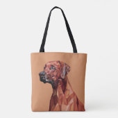 Brauner geometrischer Hund auf braun Tasche (Rückseite)
