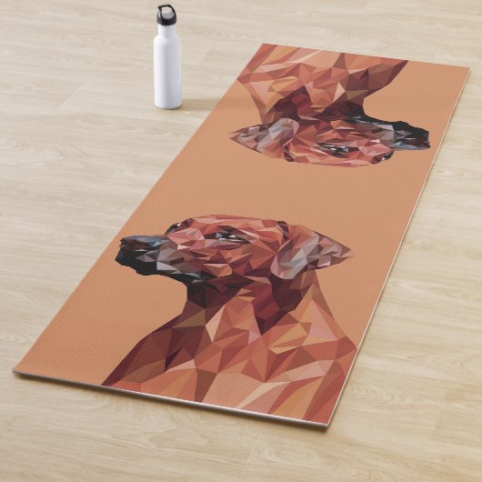 Brauner geometrischer Hund auf braun Yogamatte (Beispiel)
