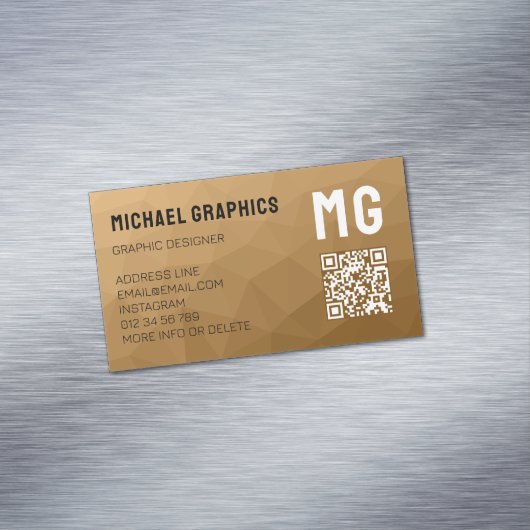 Brauner geometrischer Maschenmuster QR-Code Magnetische Visitenkarte (Beispiel)