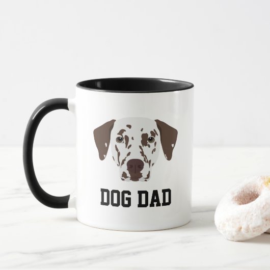 Brauner Gepunkteter Dalmatiner Hunde Vater Tasse (Mit Donut)