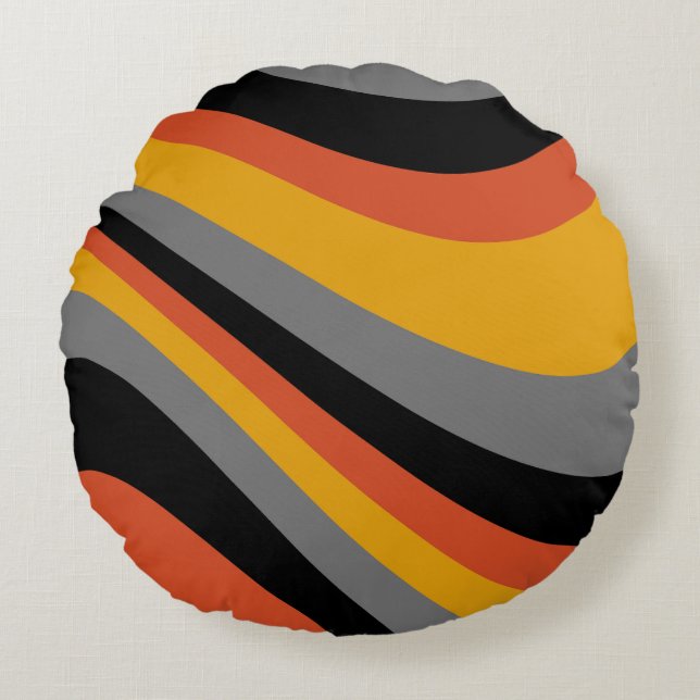 Brauner gestreifter Rundkissen Rundes Kissen (Vorderseite)