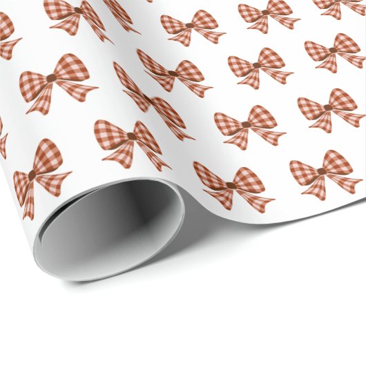 Brauner Gingham-Bogen Geschenkpapier (Rolleneckpunkt)