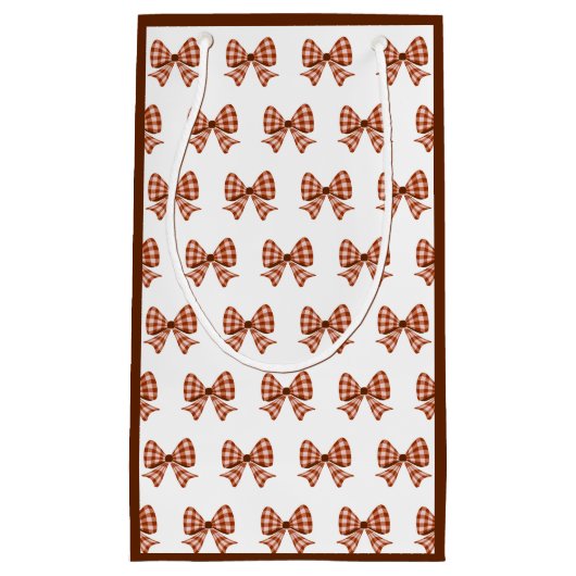 Brauner Gingham-Bogen Kleine Geschenktüte (Vorderseite)
