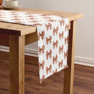 Brauner Gingham-Bogen Kurzer Tischläufer