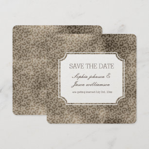 Brauner Glam Leoparden-Druck Save-the-Date Einladung