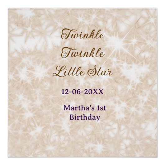 Brauner Glitter-Sternchen Geburtstag Twinkle Twink Poster (Vorderseite)