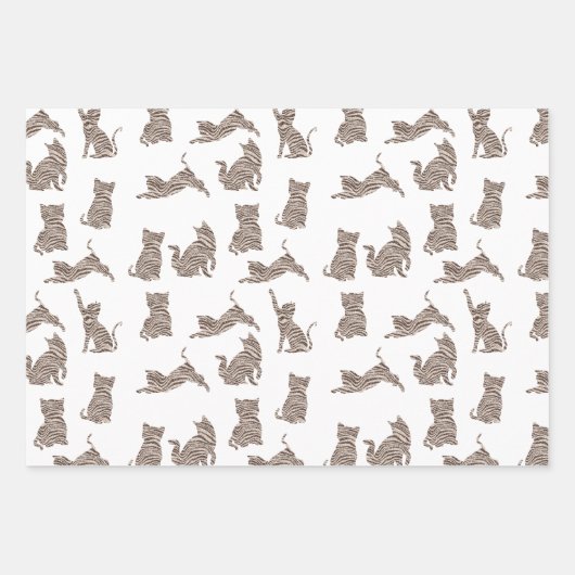 Brauner Glitzer Streifen Geschenkpapier Set (Vorderseite 3)