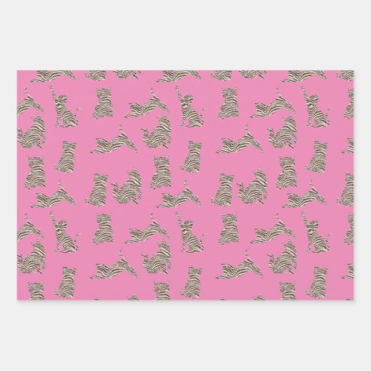 Brauner Glitzer Streifen Geschenkpapier Set (Vorderseite 2)