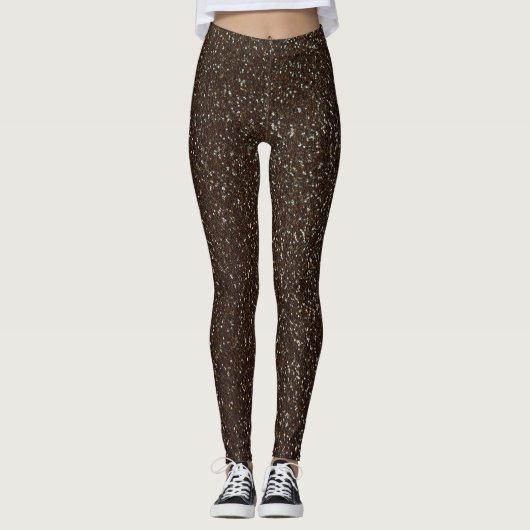 Brauner Glitzer Textur Leggings (Vorderseite)