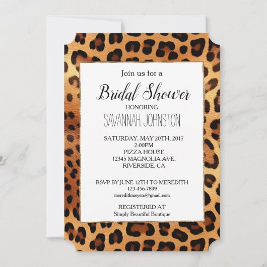 Brauner Goldener Leopard Einladung (Vorderseite)