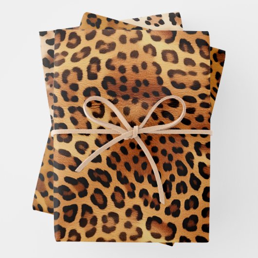 Brauner Goldener Leopard Geschenkpapier Set (Beispiel)