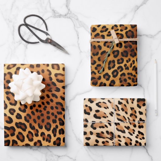 Brauner Goldener Leopard Geschenkpapier Set (Vorderseite)