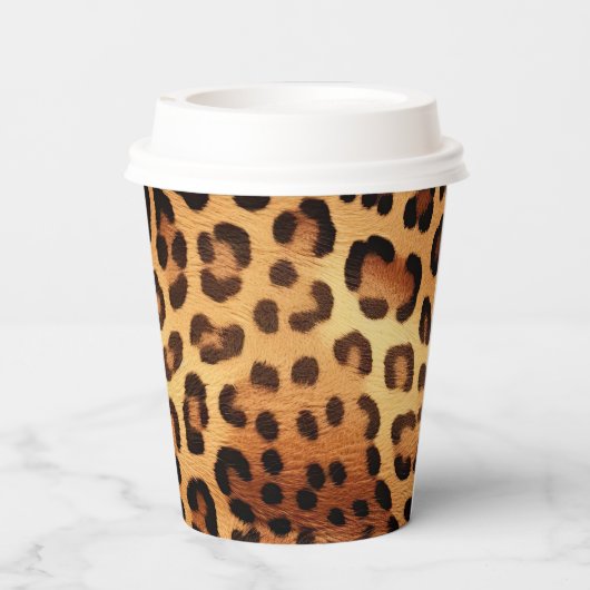 Brauner Goldener Leopard Pappbecher (Rückseite)