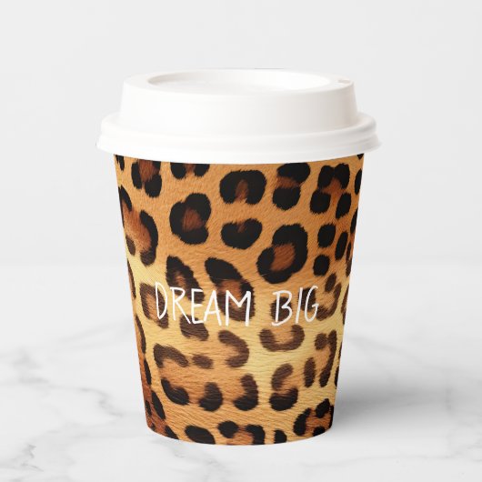 Brauner Goldener Leopard Pappbecher (Vorderseite)