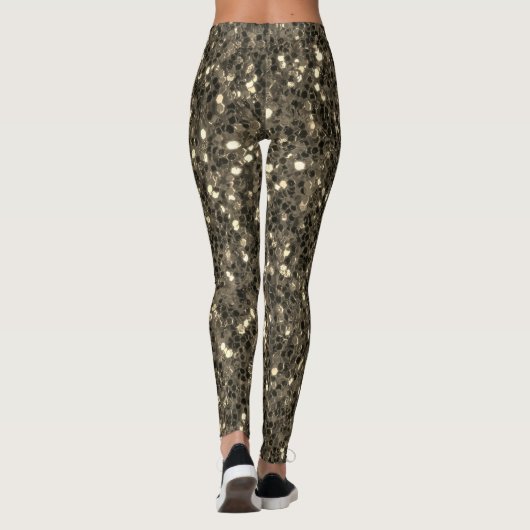 Brauner Goldfisch Glitzern Imitate Glitzer Leggings (Rückseite)
