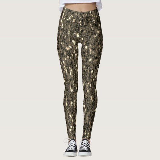 Brauner Goldfisch Glitzern Imitate Glitzer Leggings (Vorderseite)