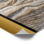 Brauner grauer Marmorstein - Schwarz-Gold-Grenze K Poster (Ecke)