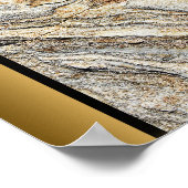Brauner grauer Marmorstein - Schwarz-Gold-Grenze K Poster (Ecke)