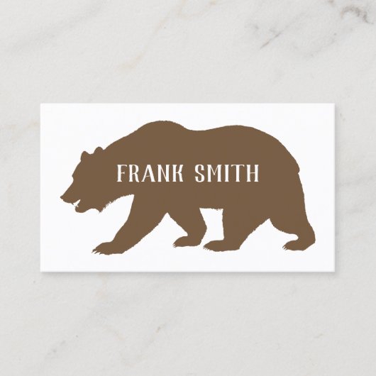 Brauner Grizzlybär Silhouette Visitenkarte (Vorderseite)