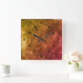 Brauner grüner Marmor, Regenbogenkunst Quadratische Wanduhr (Zuhause)