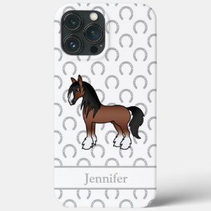 Brauner Gypsy Vanner Clydesdale Shire Cartoon Pfer Case-Mate iPhone Hülle