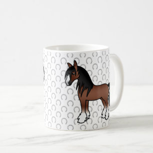 Brauner Gypsy Vanner Clydesdale Shire Cartoon Pfer Kaffeetasse
